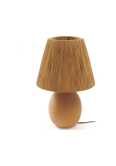 Hmyy Design Rond Seramik Abajur - Hardal / Sarı - 37x24x24 Cm Çok Renkli
