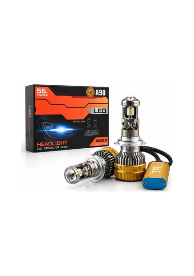 H7 A90 Led Xenon 55w 8200lm Optik Lensli 6500k Beyaz Işık Far Ampulü