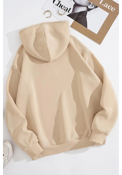 Uyguntarz Unisex Boys Bear Baskılı Sweatshirt Bej