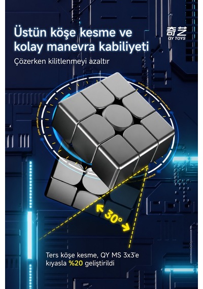 Qy Toys Manyetik 3x3 Hız Küpü Maglev M Pro Stickerless 48 Mıknatıslı Profesyonel Zeka Küpü 5,5 Cm