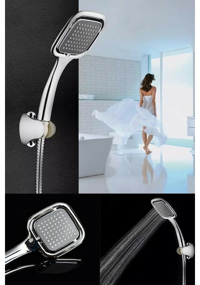Siyah Kare Banyo Duş Seti Hortum Mafsal Ve Başlık Set Diğer