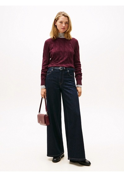 Tommy Hilfiger Soft Wool Cable C-nk Ls Swt Kadın Kırmızı Kazak - Ww0ww43586 Kırmızı