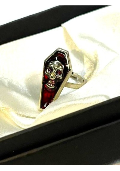 Dükkan Design Kuru Kafa Tabut Gotik Yüzük Kırmızı