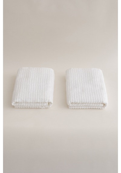 Ivory Beyaz Bordürlü Mikro Fiber %100 Pamuk 2li Banyo Havlusu Set Beyaz