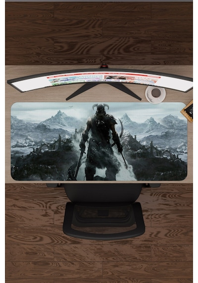 Skyrim Kaymaz Dikişli Kauçuk Oyuncu Mousepad V1 - 90x40 Xxl Gaming Mouse Pad Fare Altlığı