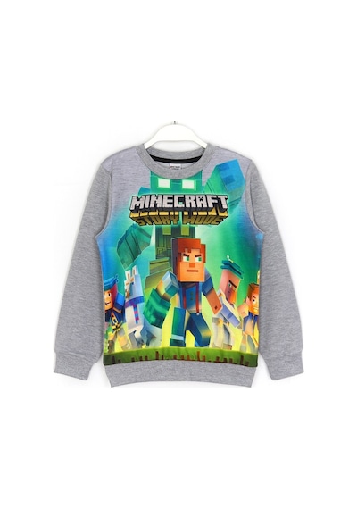 Minecraft Story Mode Baskılı Erkek Çocuk Sweatshirt 5 - 14 Yaş Gri