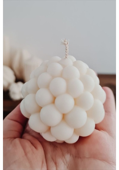 4 Adet Dekoratif Mini Bubble Kokulu Vegan Soya Mumu Beyaz