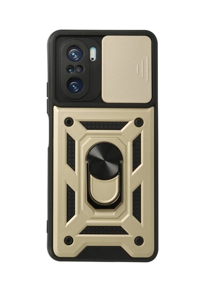 Xiaomi Poco F3 Uyumlu Kılıf Pars Lens Yüzüklü Silikon - Gold