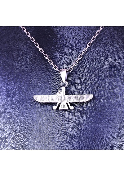 Kambo El Yapımı 925 Ayar Gümüş Faravahar Büyük Boy Kolye - 50 Cm
