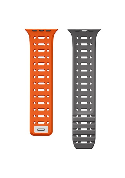 Apple Watch 7 41mm Uyumlu Silikon Kordon Krd-124 - Siyah-gri - T34458