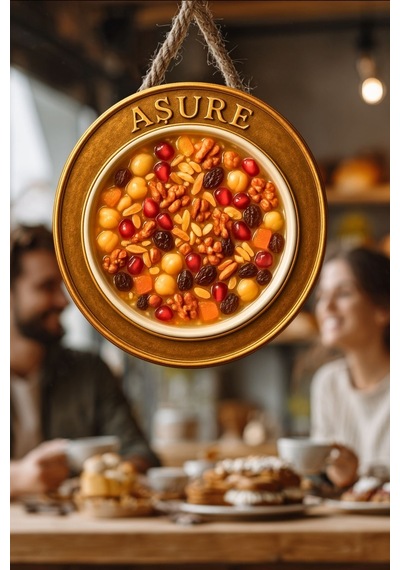 Aşure Temalı İpli Ahşap Kapı Duvar Süsü, Pastane, Tatlı Dükkanı, Cafe Tablo Dekoru