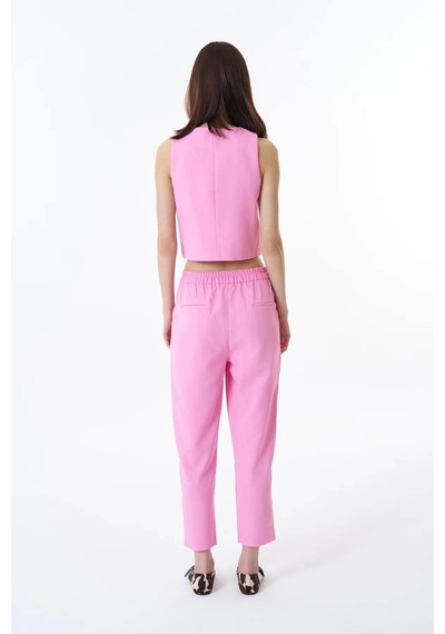 Quzu Beli Lastikli Pembe Kadın Pantolon 71154