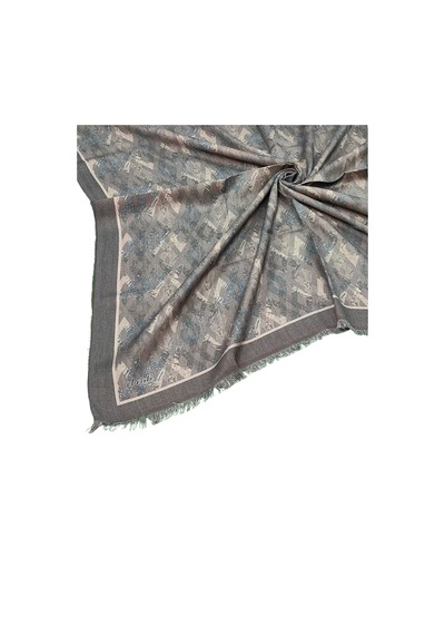 Mim Eşarp Ebruli Kışlık Desenli Eşarp 95x95 Cm Vizon - Gri