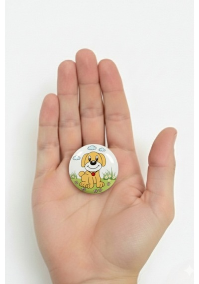 Porselen Köpek Desenli Çocuk Odası Mobilya Kulpu Seramik Çekmece Dolap Düğmesi 50 MM Büyük Boy Çok Renkli