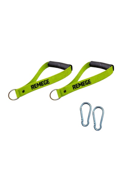 Fitness, Crossfit, Direnç Lastiği, Reformer El Çekiş Aparatı - 1 Çift Elcik 1 Çift Karabina Neon Yeşil