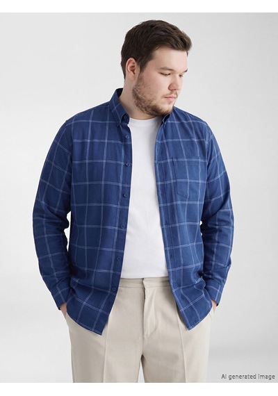 Lcwaıkıkı Classic İndigo Regular Fit Ekose Erkek Gömlek