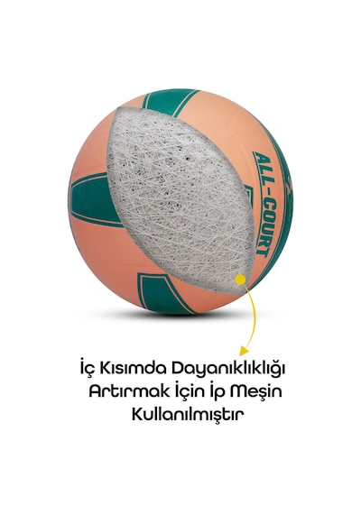 All Court Voleybol Topu Pompa Dahil Set Kauçuk Dikişsiz Yekpare Üretim İç Dış Mekan No:5 Pembe Pembe