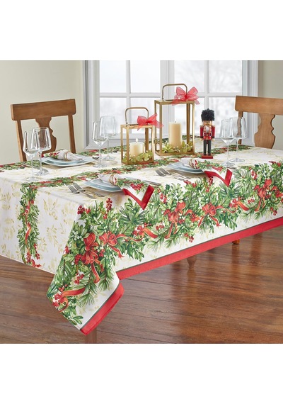 Lexroo Home Fashions Holly Traditions Masa Örtüsü, Kumaş, Dikdörtgen, 152,4 X 304,8 Cm, Çok Renkli