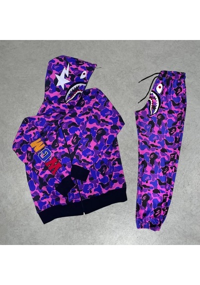 Tarzyeri Unisex Pubg Bape X Shark Eşofman Takımı - Mor 001