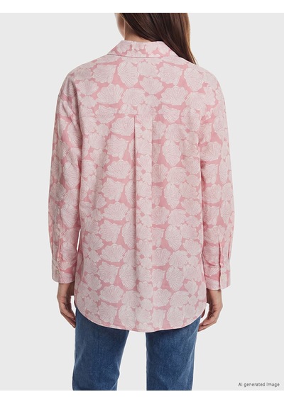 Lcw Modest Pembe Desenli Oversize Kadın Gömlek Tunik