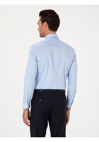 Cacharel Açık Mavi Slim Fit Pamuklu Klasik Gömlek Denım