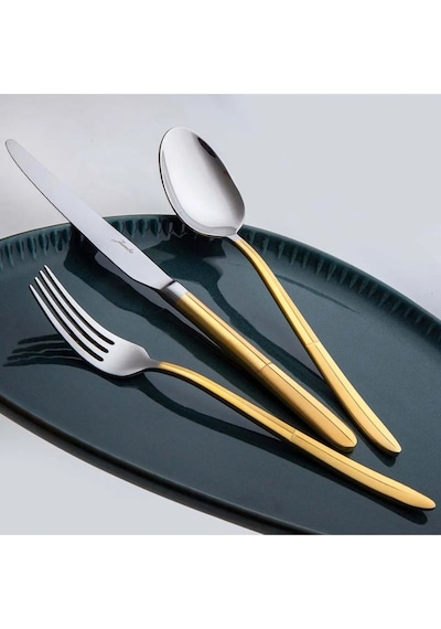 Jumbo 9401 Altın 12 Kişilik 84 Parça Gold Çatal Kaşık Bıçak Seti Gold