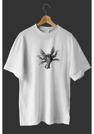 Noıssey -wed Sinek Kuşu Tasarım Baskılı Oversize T-shirt Tişört Beyaz