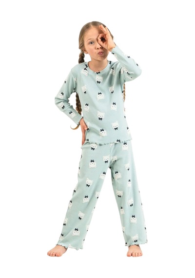 Rolypoly Rp3901c Kız Çocuk Uzun Kol Pijama Takım Su Yeşili