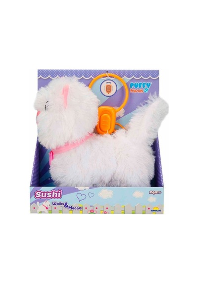 Peluş Sevimli Kedi Sushi Hareketli Sesli Beyaz Renk Çok Renkli