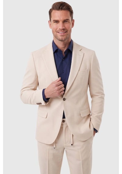 Rizzup Erkek Bej Slim Fit Likralı Gofre Kumaş Takım Elbise İpli Lastikli Pantolon 2602326