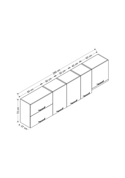Minar 280 Cm Mutfak Dolabı Beyaz 280-B8-Üst Modül Beyaz