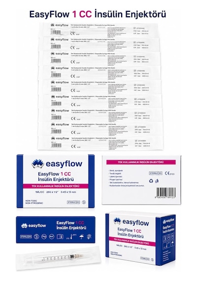 Easyflow 1 Cc Insülin Enjektörü 26g X 13 Mm 0.45 X 13 Mm Steril Tek Kullanımlık 100 Adet