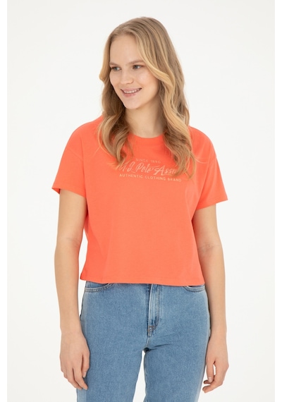 U.S. Polo Assn. Kadın Nar Çiçeği Bisiklet Yaka Tişört 50282898-VR039