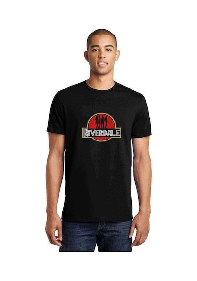 Riverdale Jurassic Park Logo Baskılı Siyah Erkek Tshirt