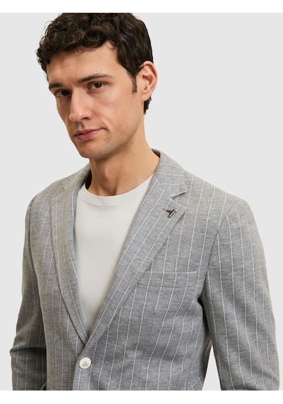 Cacharel Açık Gri Slim Fit Çizgili Yün Karışımlı Ceket Cacharel Açık Gri Slim Fit Çizgili Yün Karışımlı Ceket