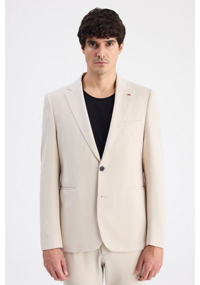 Twn Slim Fit Bej Armürlü Kumaş Ceket 6ec04bb01474m