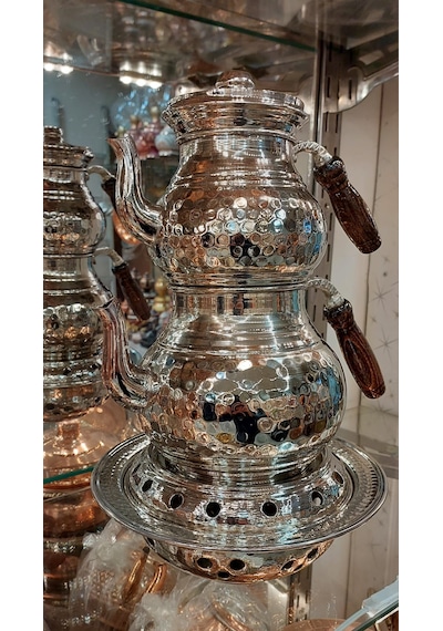 Bakır Çaydanlık & Bakır Demlik El Dövmesi Dövme Desenli Osmanlı O Gümüş