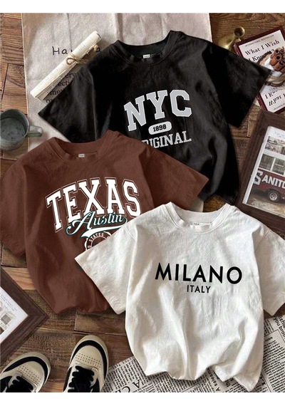 Milano-texas-orjınal Baskılı Unisex Oversize 3'lü T-shirt Paketi Siyah