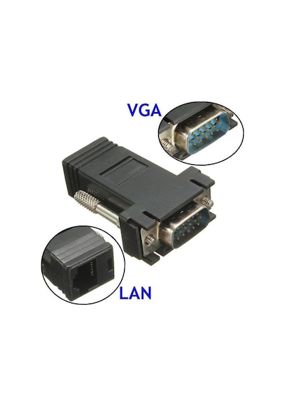 Lunatic 6859 Vga Extender Rj45 Cat5/cat6/cat7 Uzatıcı Çevirici 2'li Paket
