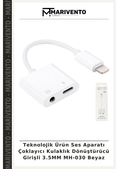Teknolojik Ürün Ses Aparatı Çoklayıcı Kulaklık Dönüştürücü Girişli 3.5mm Mh-030 Beyaz