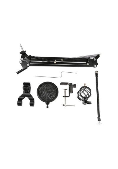 3in1 Hareketli Tasarım Profesyonel Mikrofon Standı + Pop Filtre + Telefon Tutucu - Al2552