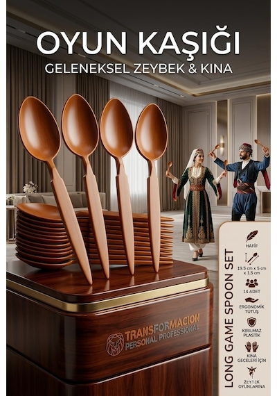 Uzun Halk Oyunu Kaşığı - Kına Zeybek 14 Adet 718722 Diğer