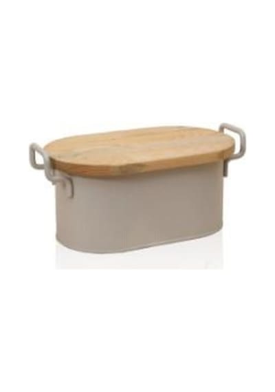 The Mia Stripe Ahşap Kapaklı Ekmek Saklama Kutusu Bej 40x22x18 Cm Stp0020 Diğer