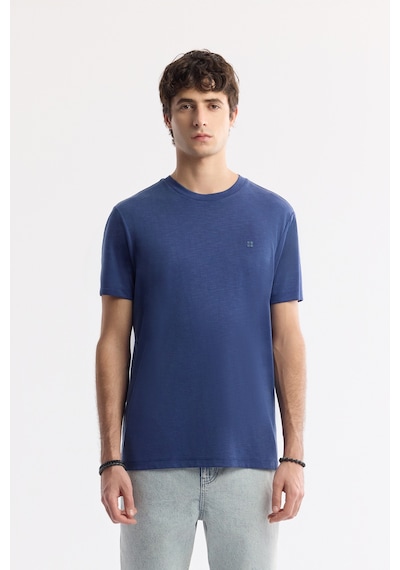 Avva Erkek İndigo Bisiklet Yaka Bi-stretch Soft Touch Basic Regular Fit T-shirt B001031