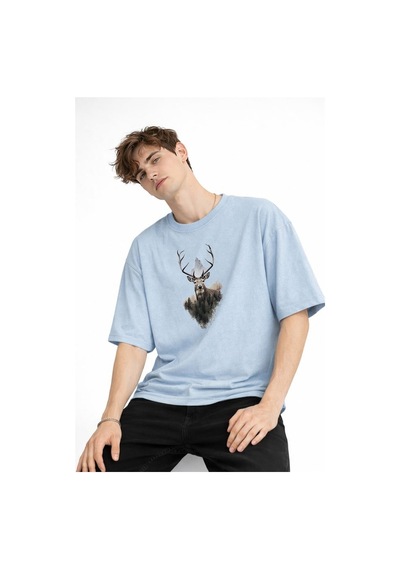 Alemdarshop Deer - Oversize Erkek Tişört Bebek Mavisi Bebe Mavisi