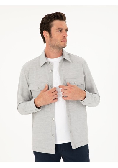 Cacharel Gri Slim Fit Ceket Gömlek