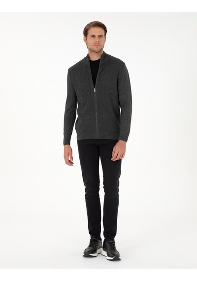 Pierre Cardin Erkek Gri Melanj Hırka Triko 50300497-vr086 Gri Melanj