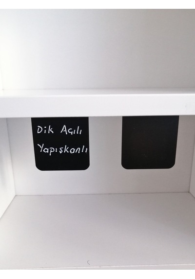 10 Adet Silinebilir Karatahta Siyah Etiket 5 x 5 CM Dik Yapışkanlı