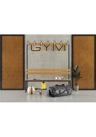 Ayakkabılıksız 4 Ayaklı Tek Taraflı Bank, 7 Adet Kanca, 150x43x170 Cm, Vestiyer Bankı, Spor Bankı