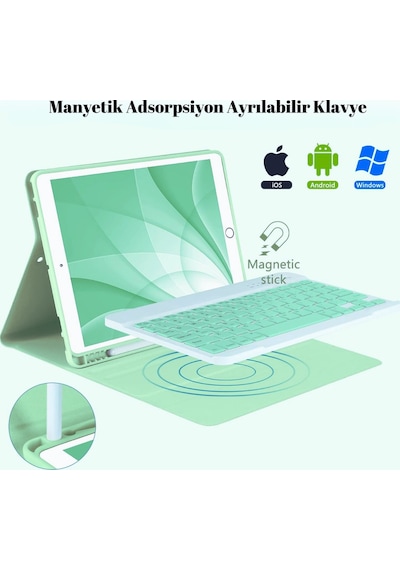 Apple Uyumlu iPad 11. Nesil A16 Çipli 2024 2025 Klavyeli Tablet Kılıfı Klavye + Stand